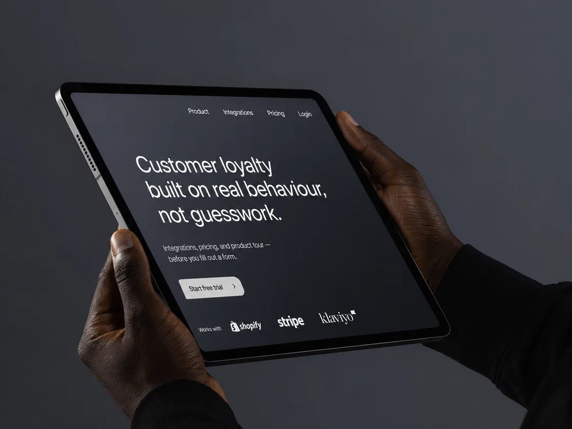 RewardLoop website preview on a tablet